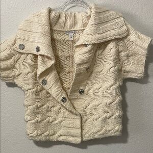 GAP Women's Ivory Hand Knit Chunky Cable Knit  Wool Alpaca Sweater Size Medium